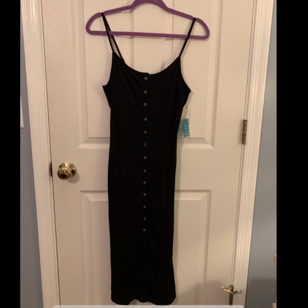Forever 21 black button-up midi dress size M